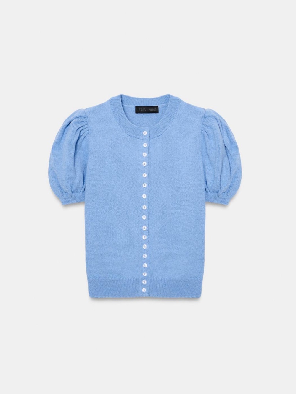 Zara Light Blue Puff Sleeve Cardigan | Size: S